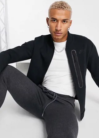 Черный трикотажный бомбер на молнии Nike Tech Fleece