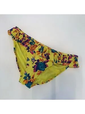 XHILARATION женский желтый купальник бикини с оборками и цветочным принтом, низ XL