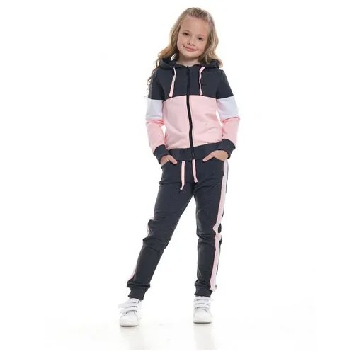 Спортивный костюм для девочки Mini Maxi, модель 7679, цвет розовый/серый/черный, размер 140