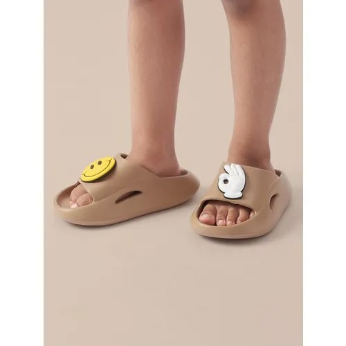 86524, Шлепанцы детские Happy Baby, шлепки для мальчика и для девочки, обувь для малышей непромокаемая, на лето белые, размер 22-23