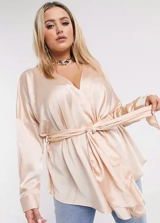 Розоватая блузка с глубоким вырезом Missguided Plus-Neutral