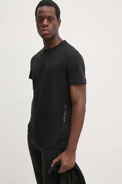 Хлопковая футболка Calvin Klein Jeans, черный