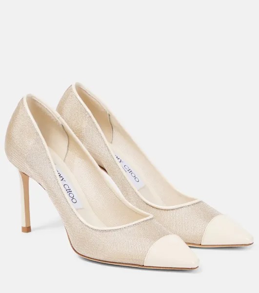 Туфли romy 85 из сетки и кожи Jimmy Choo, белый