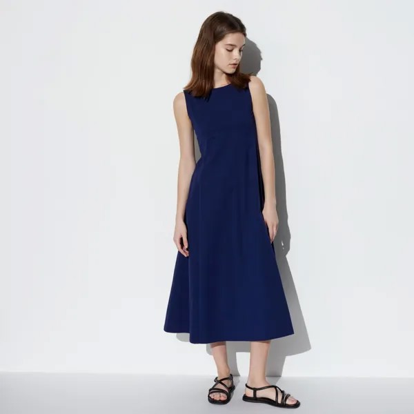 Ультраэластичное платье AIRism (без рукавов, стандартная длина, 112-122,5см) UNIQLO, темно-синий