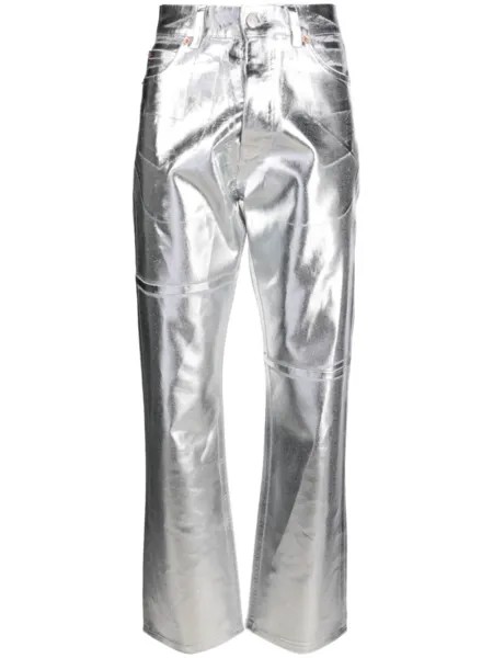 MM6 Maison Margiela зауженные джинсы с эффектом потертости, серебристый