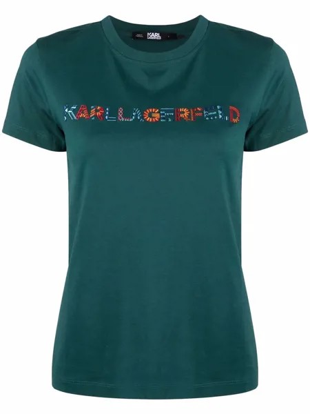 Karl Lagerfeld футболка с вышитым логотипом