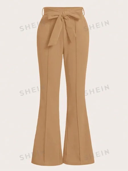 SHEIN Clasi Женские брюки однотонного цвета с расклешенным низом, хаки