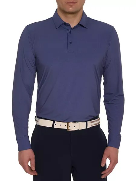 Трикотажная рубашка-поло с длинными рукавами Alastor Robert Graham, темно-синий