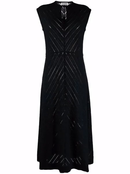 Jil Sander полосатое платье макси с V-образным вырезом