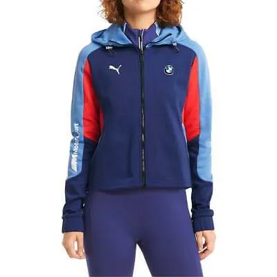 Puma Bmw Mms толстовка с капюшоном на молнии женская синяя повседневная спортивная верхняя одежда