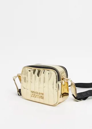 Золотистая сумка через плечо с эффектом металлик Versace Jeans Couture-Золотой