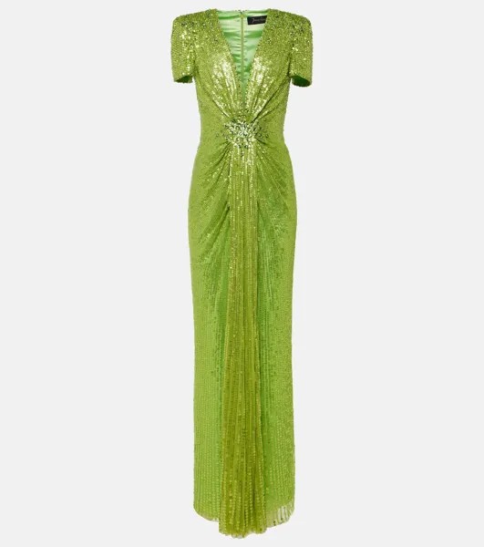 Тюлевое платье Momoka с пайетками Jenny Packham, зеленый