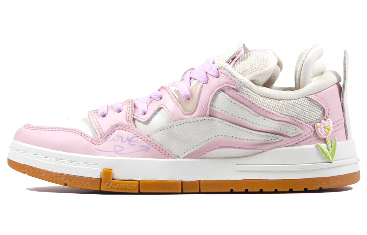 Кроссовки LINING Wave Skateboarding Shoes Women's Low-top White/pink, розовый