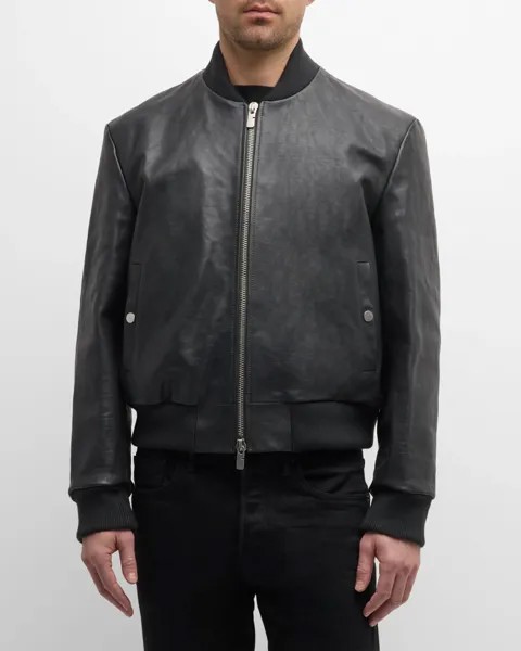 Мужской бомбер из зерненой кожи Burberry, цвет Onyx