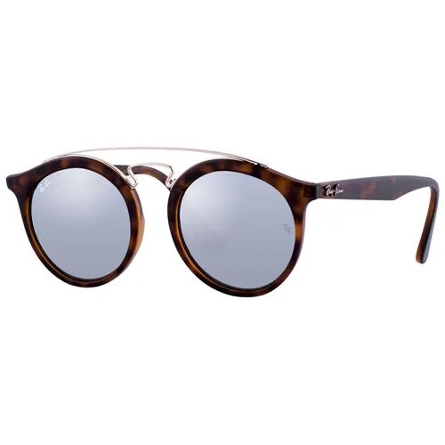 Солнцезащитные очки Ray-Ban, круглые, оправа: пластик, с защитой от УФ, зеркальные, коричневый