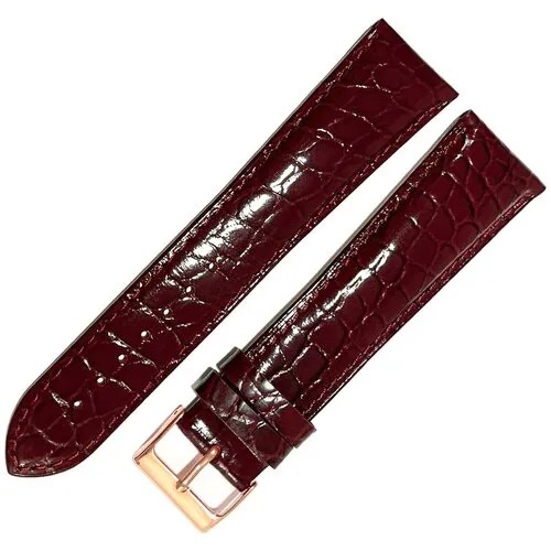Ремешок 4510-243-201 Бордовый кожаный ремень для наручных часов из натуральной кожи 24 х20 мм XL длинный аллигатор