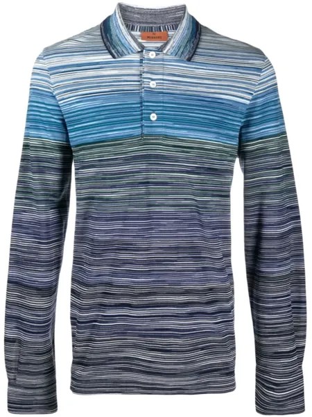 Missoni полосатая рубашка поло с длинными рукавами, синий