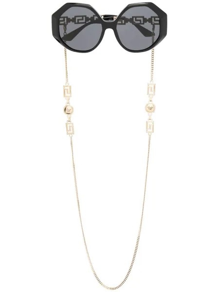 Versace Eyewear массивные солнцезащитные очки Greca в геометричной оправе
