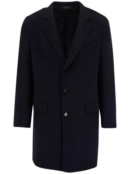 Brioni однобортное пальто из смесовой шерсти, синий