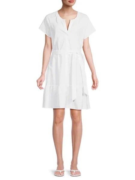 Льняное платье с поясом Saks Fifth Avenue, белый