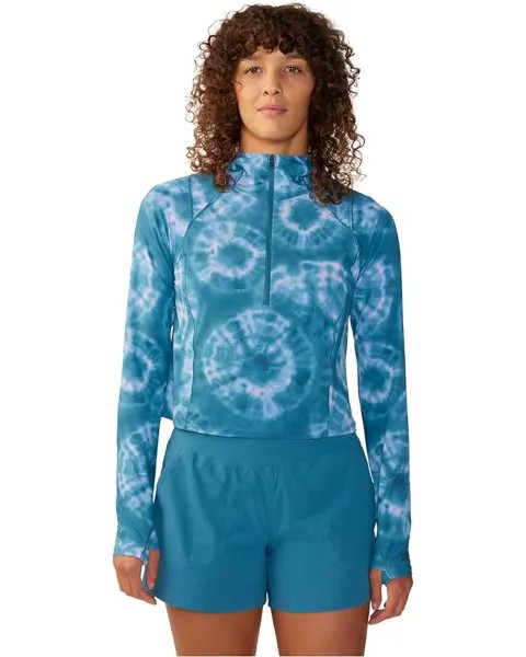 Толстовка Mountain Hardwear Crater Lake Crop Zip, цвет Baltic Blue Spore Dye Print
