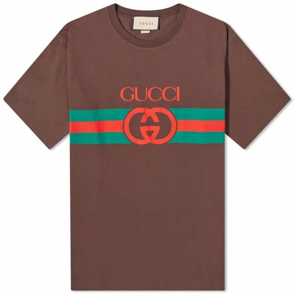 Футболка с новым логотипом Gucci, коричневый