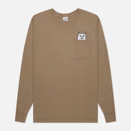 Мужской лонгслив RIPNDIP Lord Nermal Pocket, цвет коричневый, размер S