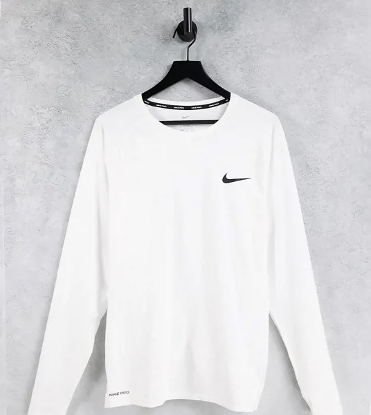 Белый облегающий лонгслив Nike Training Plus
