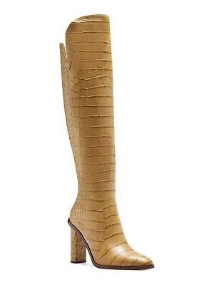 VINCE CAMUTO Женские бежевые кожаные сапоги выше колена под крокодила Palley на каблуке, 8 м