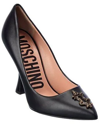 Женские кожаные туфли с логотипом Moschino
