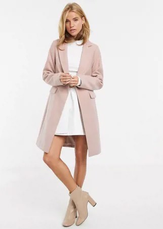 Светло-розовое пальто на пуговицах New Look-Розовый