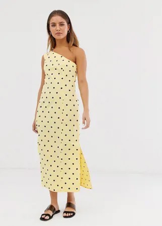Сарафан миди на одно плечо в горошек ASOS DESIGN-Мульти