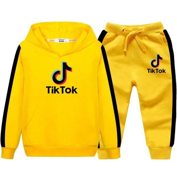 Детская одежда Комплекты Дети Симпатичный Tik Tok Принт Костюм Мальчики Спортивные костюмы Дети Спортивные костюмы Толстовки Топ + Брюки 2Шт Комплект