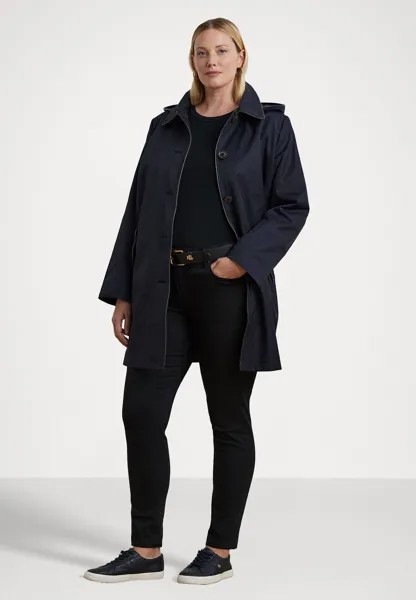 Парка FAUX-LEATHER-TRIM HOODED COAT Ralph Lauren, темно-синий