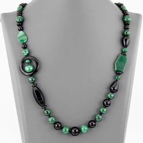 Бусы Minera, малахит, оникс, агат, длина 73 см