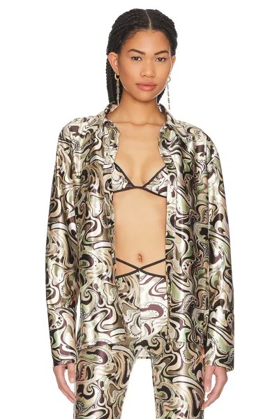 Рубашка Camila Coelho Torrence Button Down, цвет Brown Waves