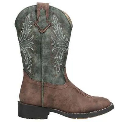 Roper Jed Square Toe Cowboy Youth Boys Brown, Green Casual Boots 09-018-1224-29