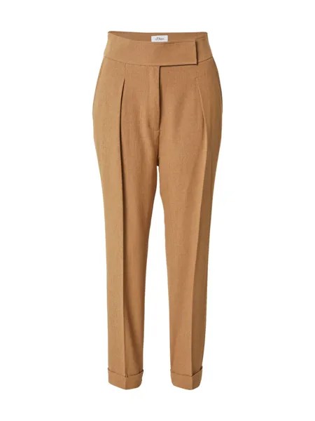 Обычные плиссированные брюки S.Oliver, пестрый коричневый