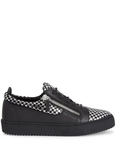 Giuseppe Zanotti Frankie check-pattern sneakers, серебристый