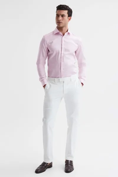 Рубашка приталенного кроя из хлопкового атласа Remote Reiss, розовый