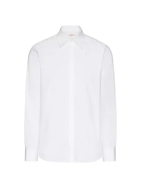 Рубашка из плотного хлопкового поплина с длинными рукавами Valentino Garavani, белый