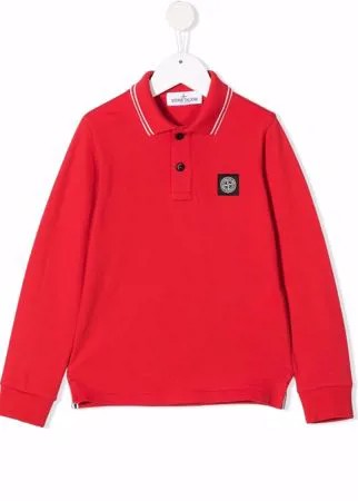 Stone Island Junior рубашка поло с нашивкой-логотипом