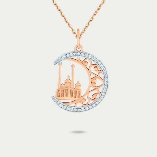 Подвеска GOLD CENTER, белое золото, 585 проба, фианит