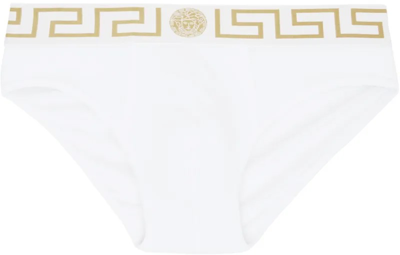 Белые трусы с каймой Greca Versace Underwear