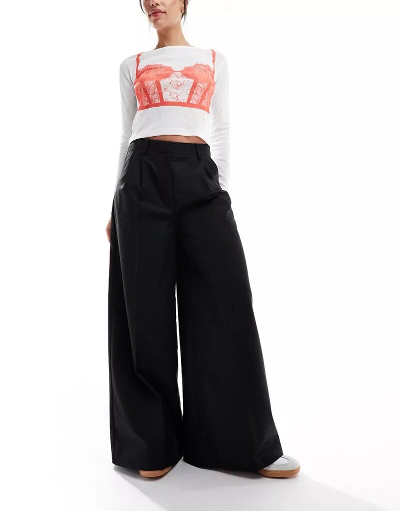 COLLUSION – Элегантные брюки свободного кроя черного цвета с широким кроем