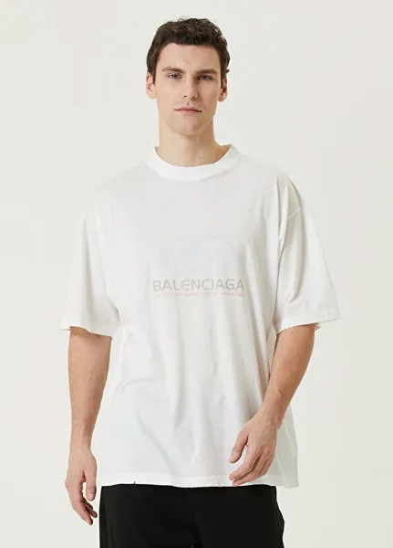 Белая футболка с логотипом surfer Balenciaga
