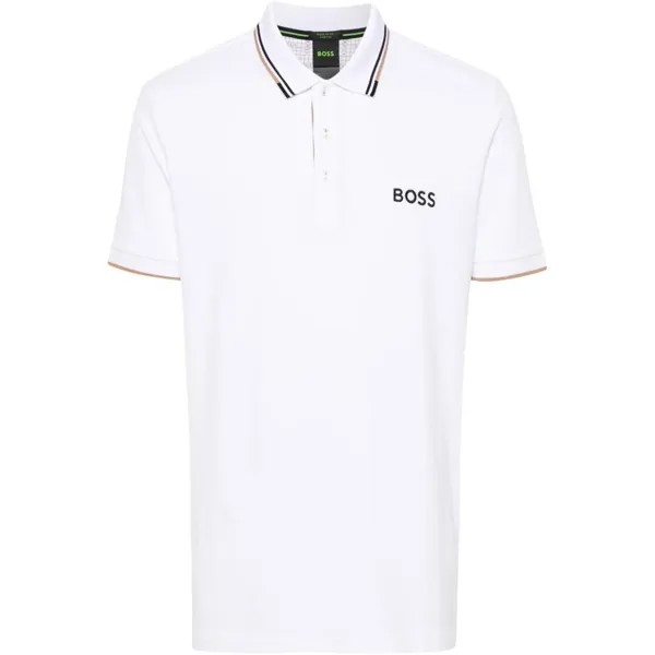 Мужская рубашка-поло с коротким рукавом Hugo Boss Paddy Pro, белый кремовый