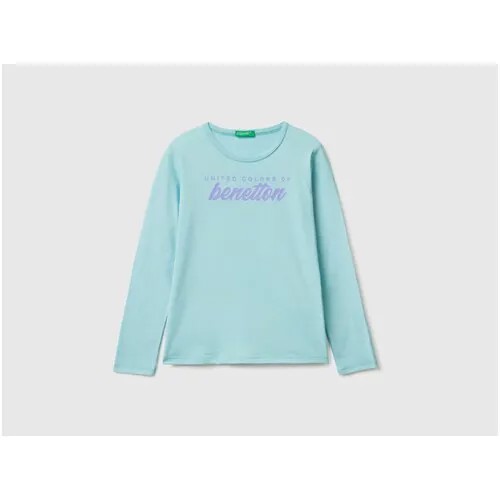 Лонгслив UNITED COLORS OF BENETTON, хлопок, размер 140 (L), голубой