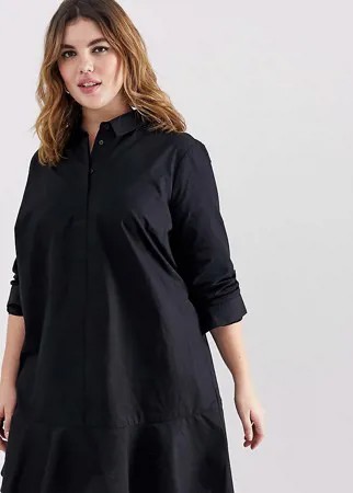 Платье-рубашка мини с баской ASOS DESIGN Curve-Черный