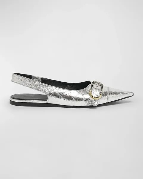 Балетки Voyou с металлизированной пряжкой и пяткой на пятке Givenchy, цвет Silvery